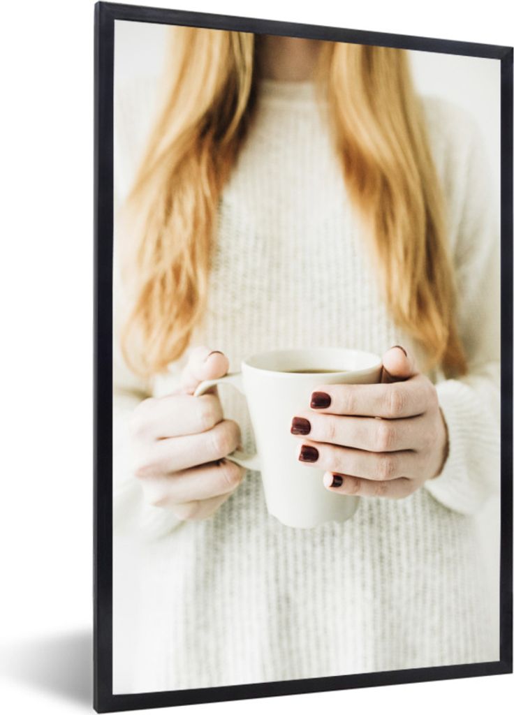 MuchoWow Gerahmtes Poster Kaffee - Winter - Pullover 20x30 cm - Poster mit Schwarzem Bilderrahmen Wandposter Rahmen Foto Bilder - Drucken - Bilde...