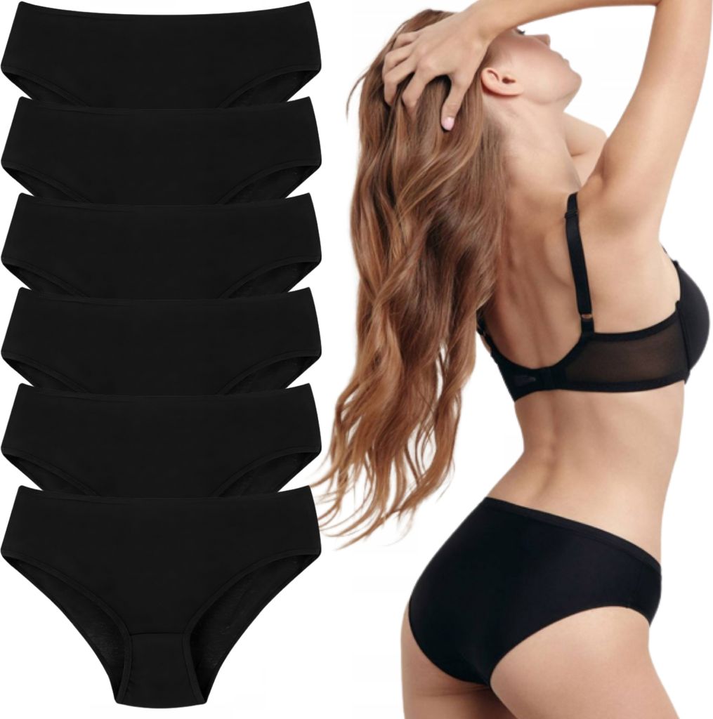 Schwarzer Baumwollslip Gerade Bequeme Damenhöschen Baumwolle 6 Pak Moraj M