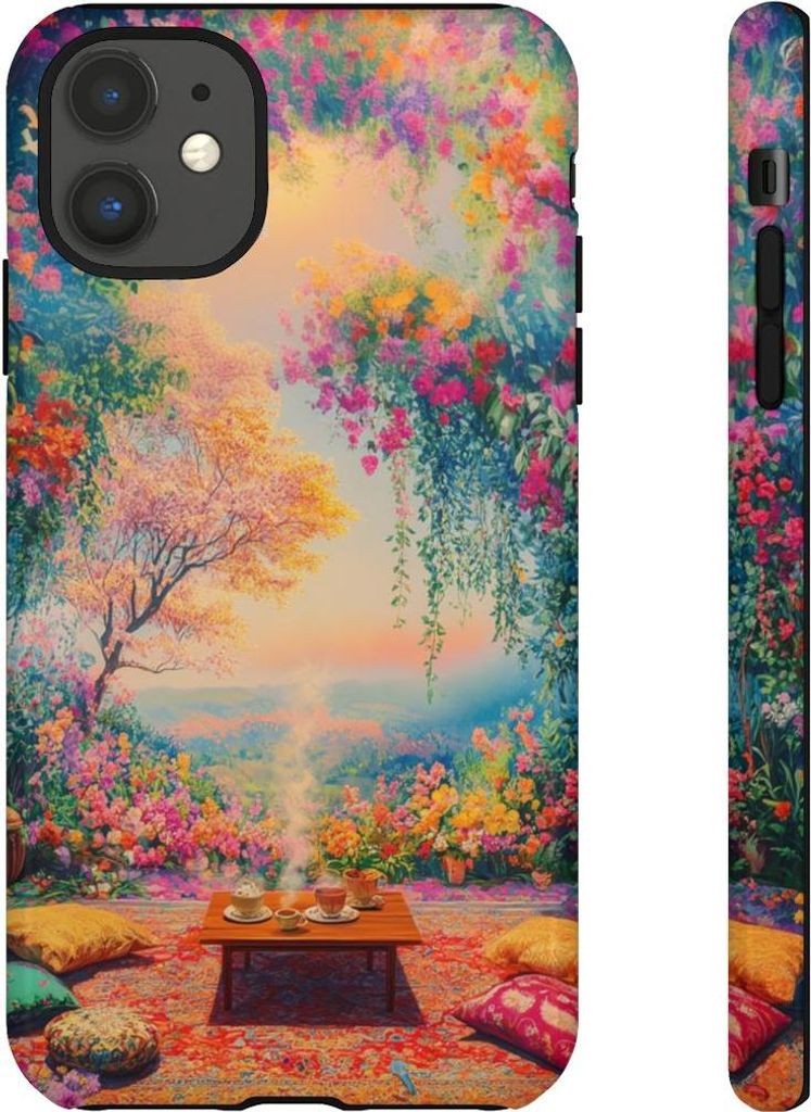 Lebendige Blumenpracht mit gemütlichen Kissen – Hülle Kompatibel mit iPhone 11