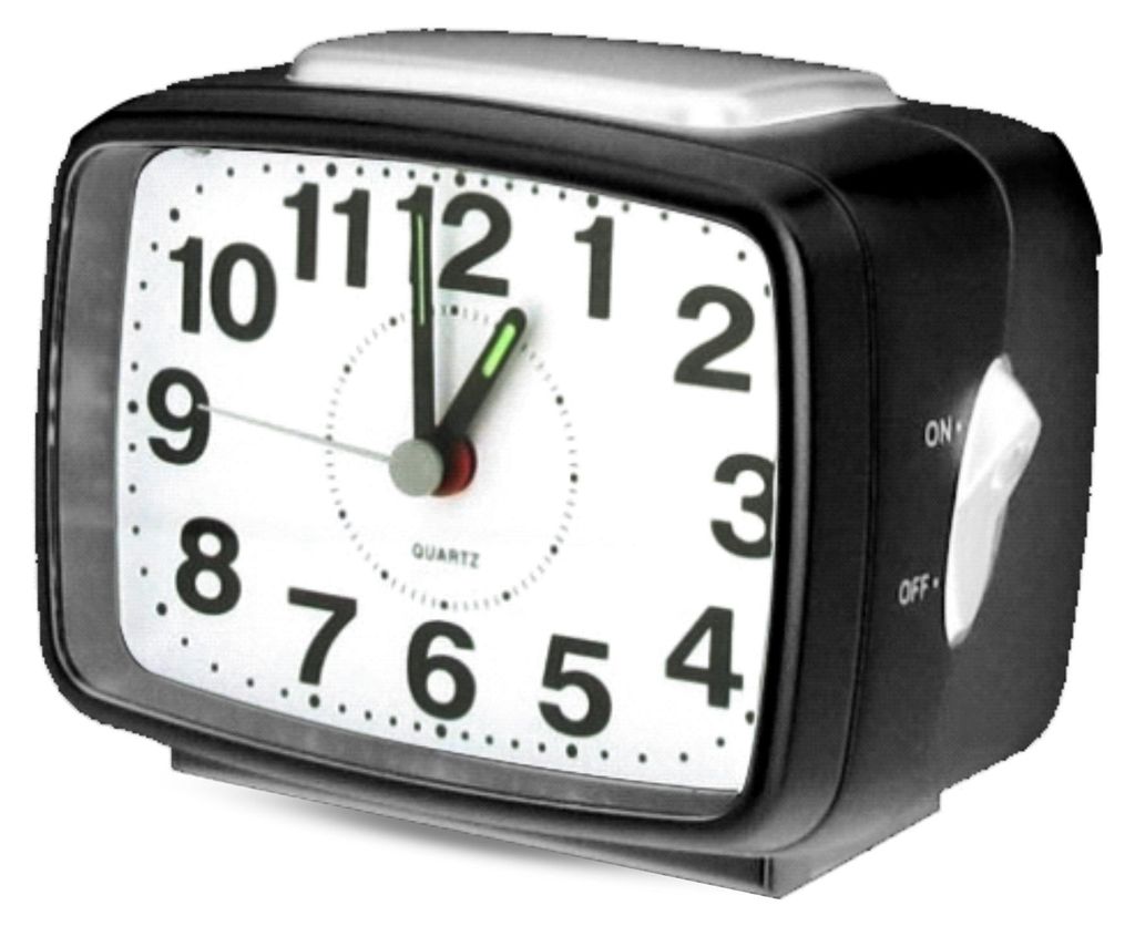 Analoger Wecker Schwarz mit großen Ziffern, Snooze, Produktbild 