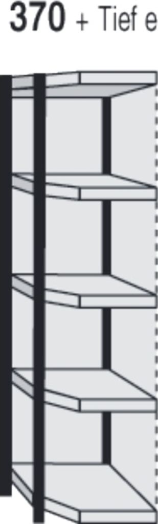 Magazin-Regal Stora 100 Eck-Regalfeld mit Rückwand 97x60x190cm schwarz/lichtgrau