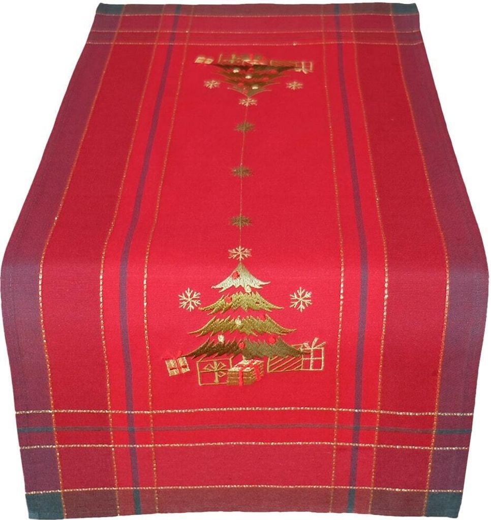 Tischläufer Stick Christbaum 40x90cm rot