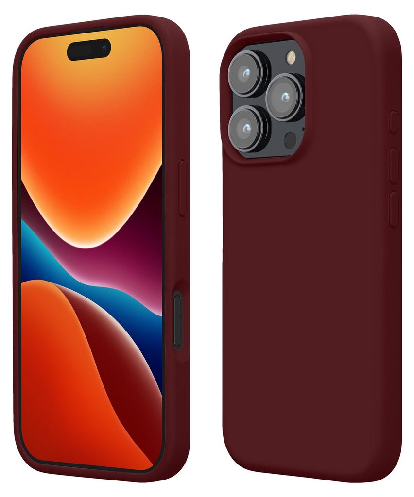 kwmobile Handyhülle für iPhone 16 Pro Max Hülle, für iPhone 16 Pro Max Case - Hülle Silikon - kabelloses Laden - Bordeaux Violett