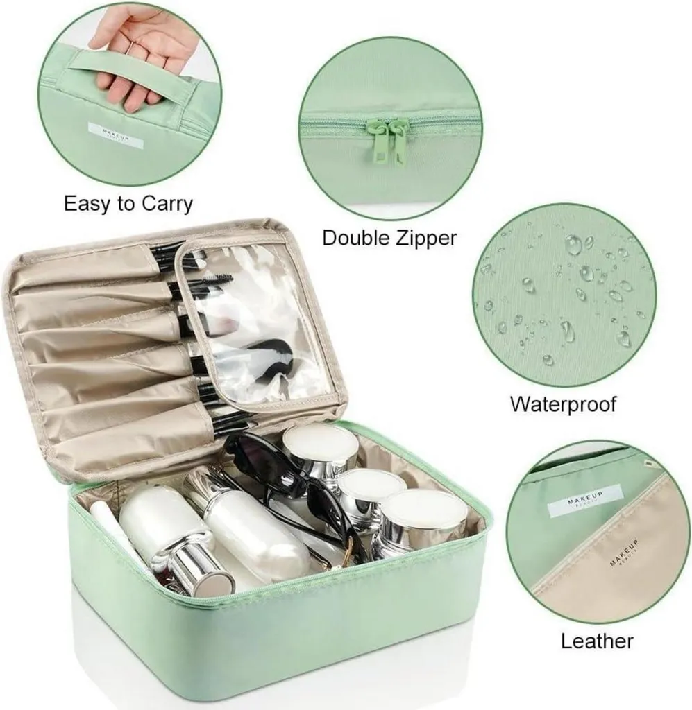 Aucuu trousse de toilette multifonctions imperméable grande verte - 4