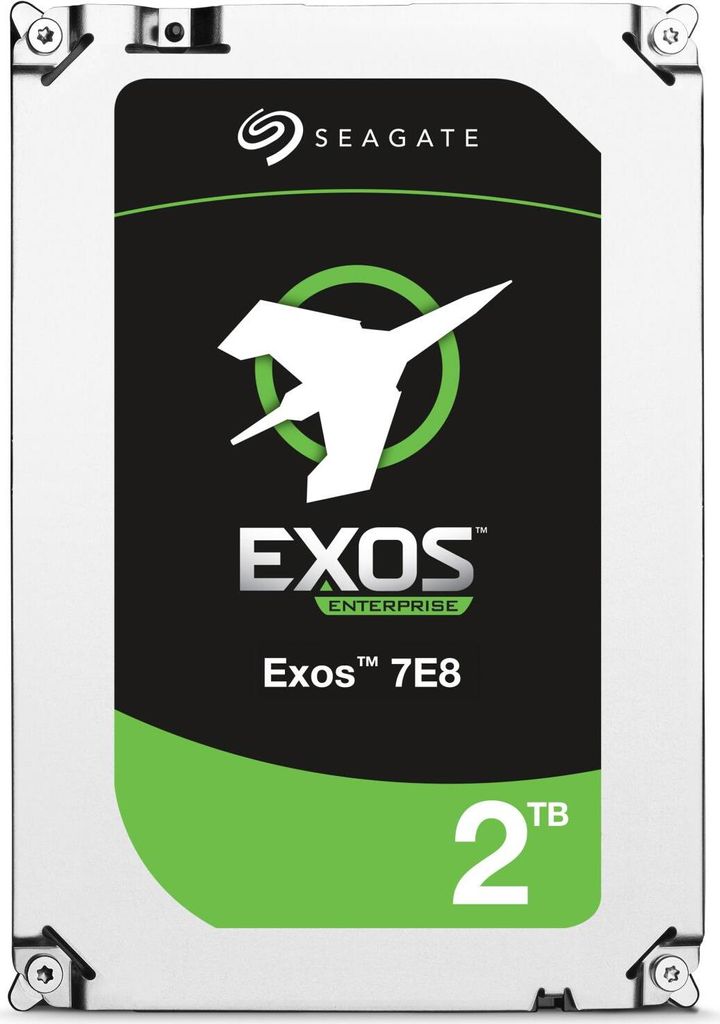 A product shot of a Seagate Exos Enterprise hard drive.