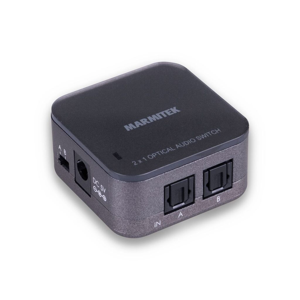 Toslink Audio Switch - Marmitek Connect TS21 - Audio Weiche Optical - 2 Ein / 1 Aus - S/PDIF - 192 kHz Sampling Rate - Dolby Digital - DTS - Schalt...
