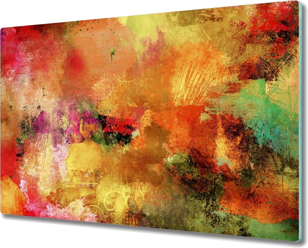 Coloray Kochplattenabdeckung Herdabdeckplatte 80x52 cm Hackbrett Schneidebrett Küchenbrett - abstrakt beschmieren