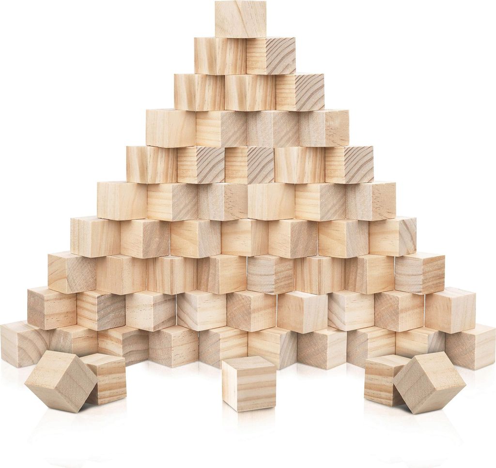 Kurtzy Kleine Holz Würfel (60 Stk) - Holzwürfel 3x3x3cm – Naturbelassene Unbehandelte Blanko Holzklötze – Holzblöcke Bauklötze zum Basteln...
