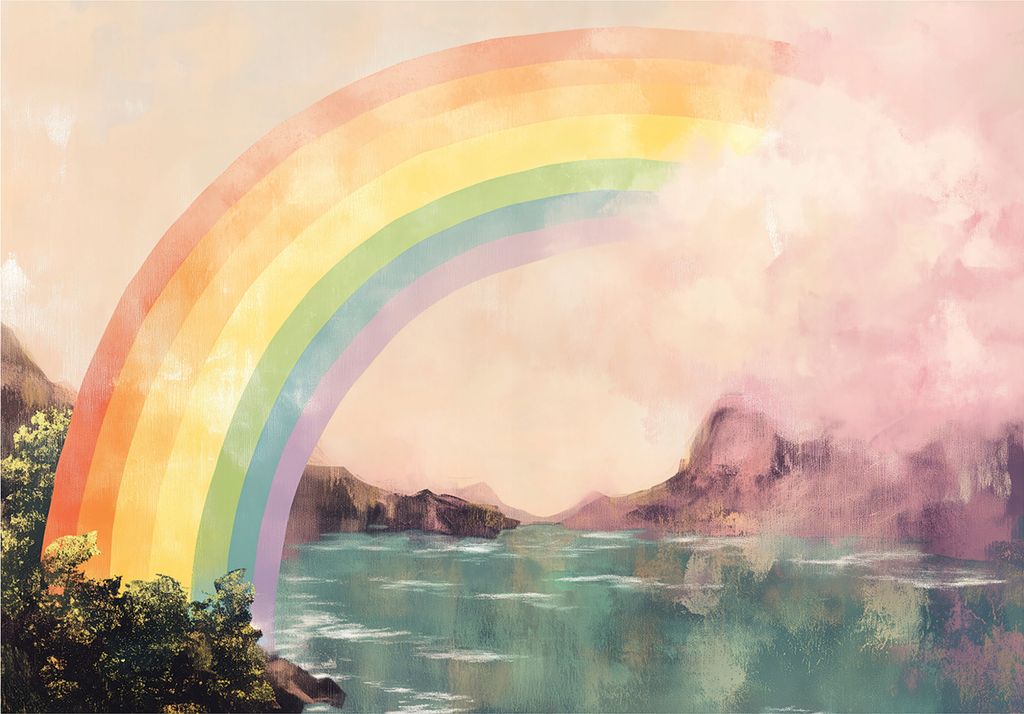 Fototapete Kinderzimmer Mädchen Regenbogen - 250x175 cm - inklusive kleister - Vlies Tapete Kinder - Vliestapete Modern Wandtapete - Kindertapete