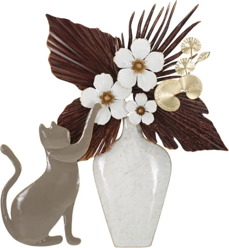 Mauro Ferretti Pannello Parete Gatto in Ferro 3D Multicolore 55x60 cm