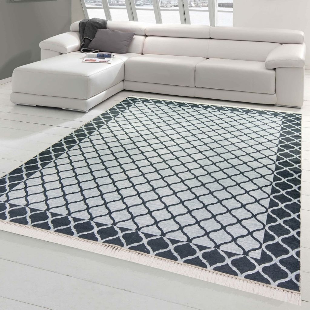Wohnzimmerteppich mit Marokkanischem Design in schwarz grau Größe - 120 x 160 cm
