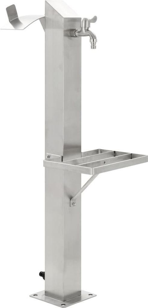 Garten-Wassersäule Edelstahl Quadratisch 95 cm