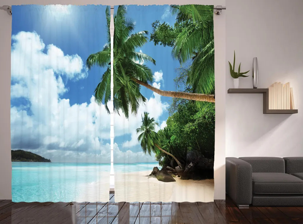 Rideau jungle pour chambre à coucher ambiance exotique avec crochets