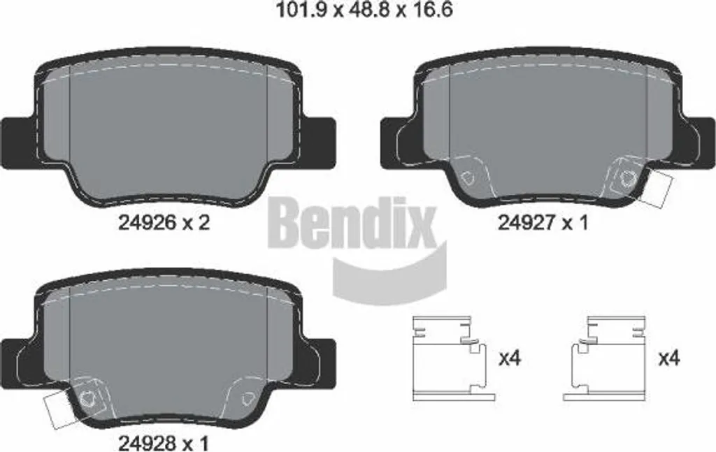 Jeu de plaquettes de frein à disque pour Verso Bendix BPD2207 Fiable