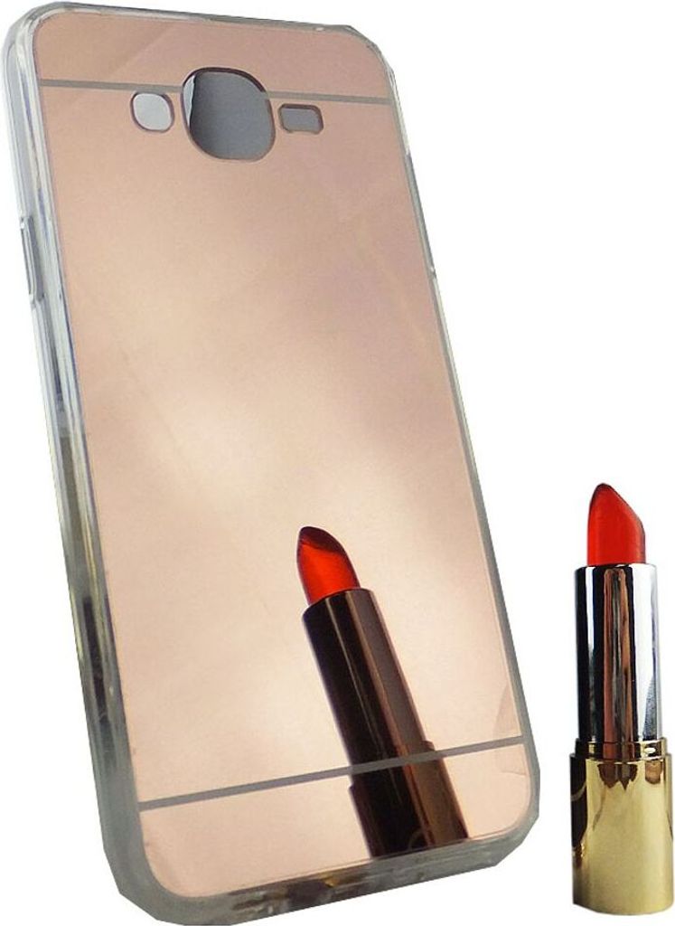 Samsung Galaxy J7 2015 Handy Hülle Spiegel Mirror Soft-Case Schutz-Cover Rose Gold
