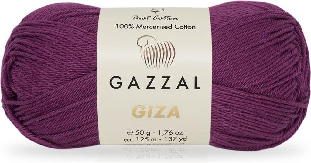 Gazzal Giza: 100% Mercerisierte Baumwolle Garn, Dunkelzyklamen, 50g DK