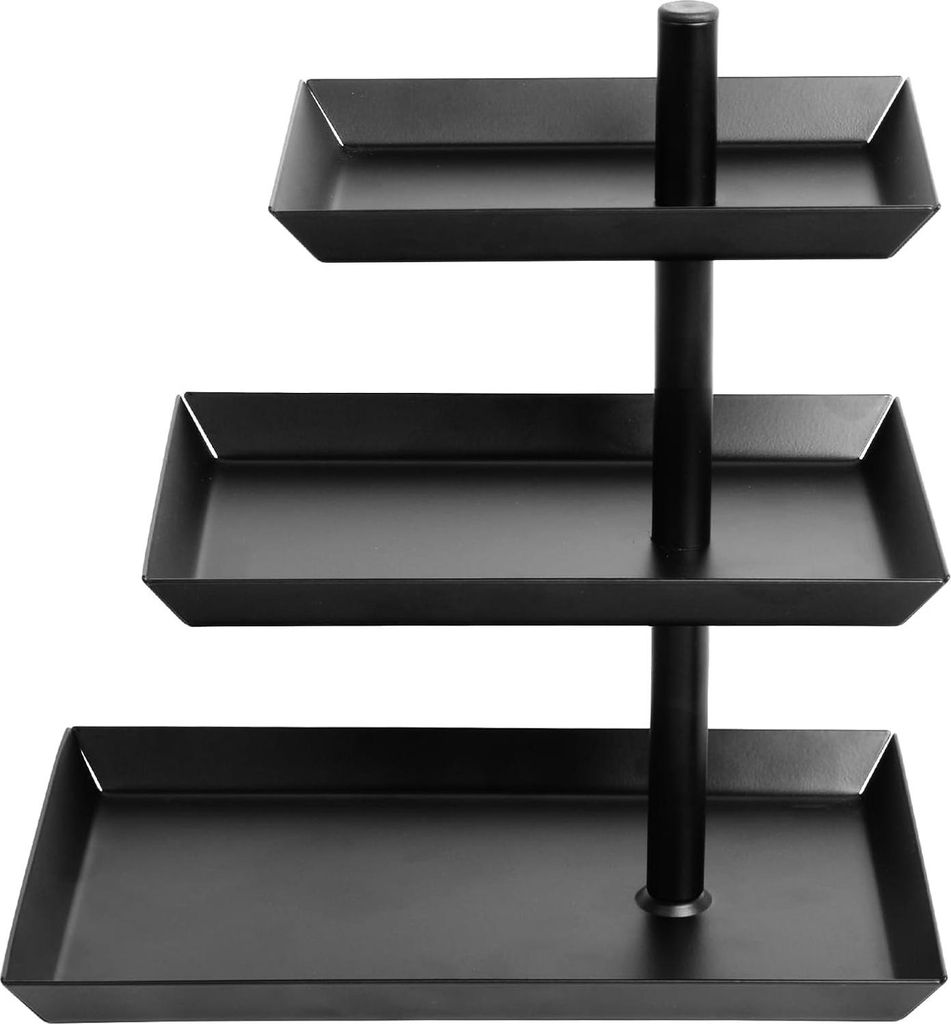 3-stöckiger verstellbarer schwarzer drehbarer Etagere für Unterhaltung und Feiern - aus rostfreiem Stahl für Dessert, Kuchen, Gebäck, Kekse und...