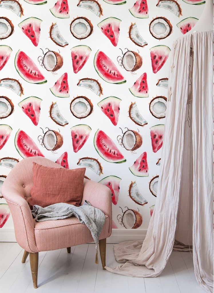 Coloray Fototapete 290x290 cm Vlies-Fototapete - Wassermeloncoconut-Früchte.