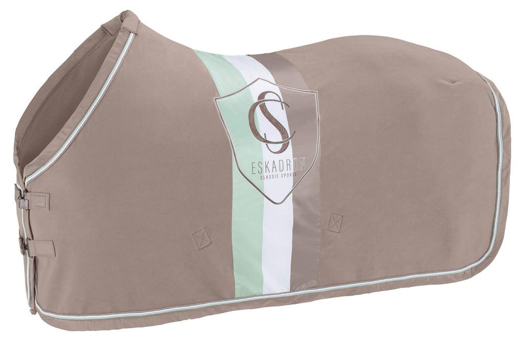 Eskadron Abschwitzdecke " FLEECE STRIPE ", beidseitig vertikale Streifen, 3fach Kordel Größe - 125cm Farbe - velvet taupe
