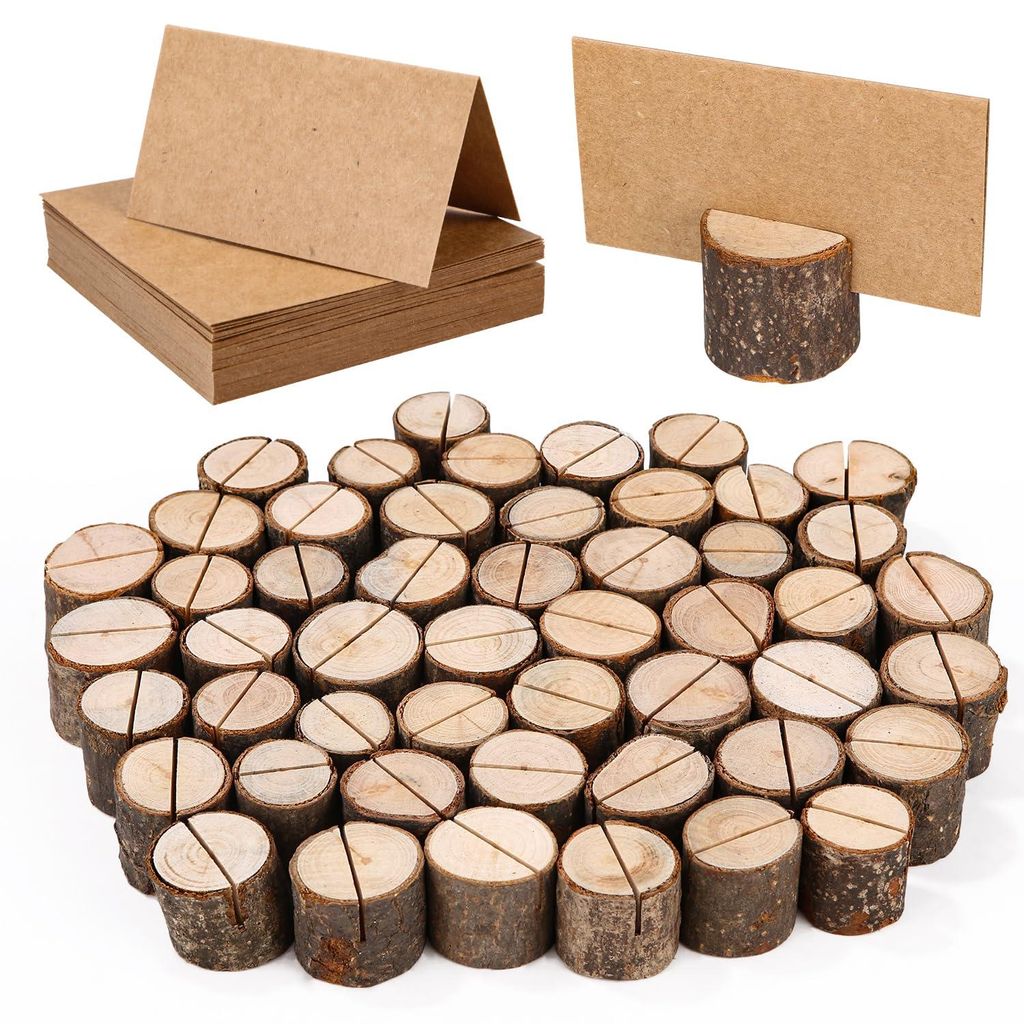 Bixury 50 Stück Zylindrischer Kartenhalter Holz Stabil Produktbild 