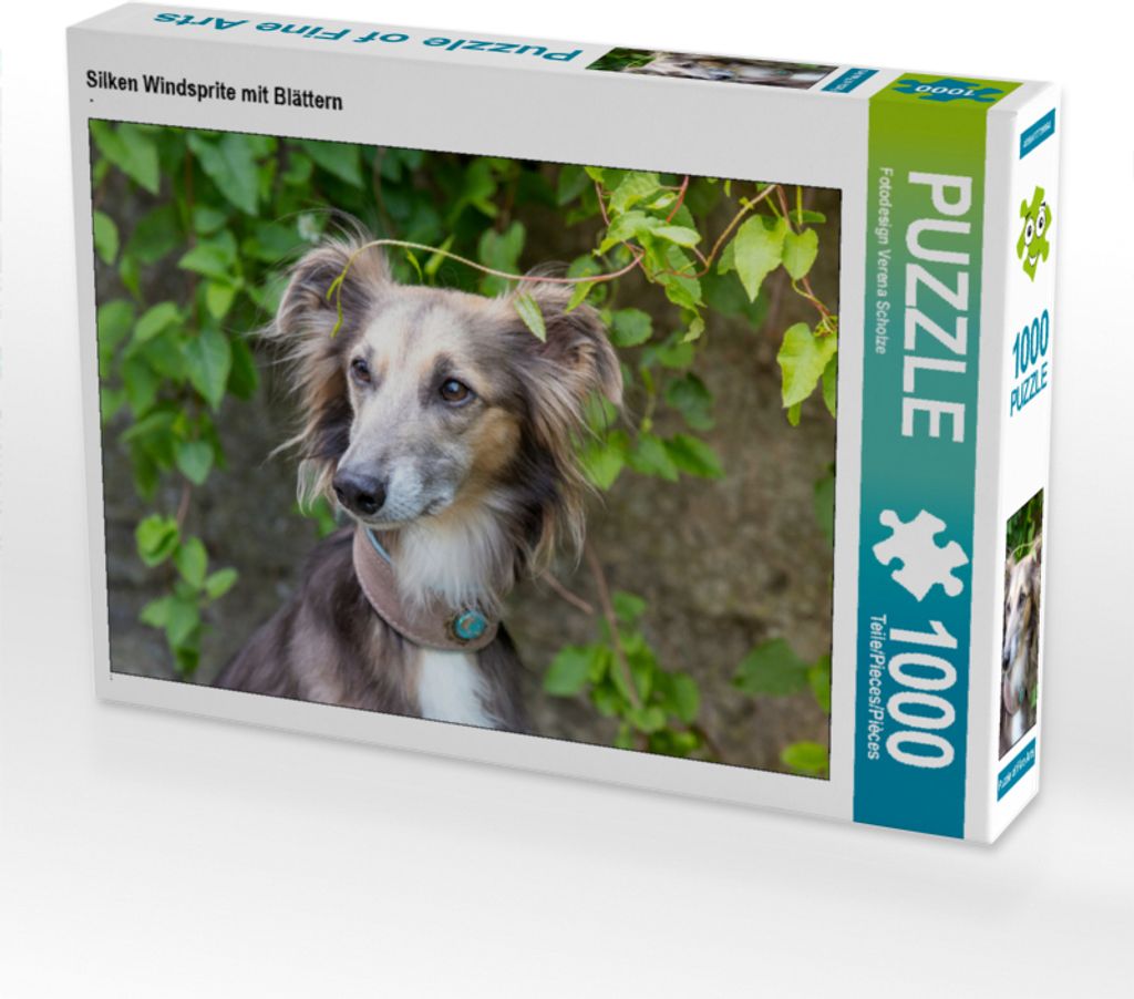 CALVENDO Puzzle Silken Windsprite mit Blättern 1000 Teile Puzzle quer | 1000 Teile Lege-Größe 64x48cm Foto-Puzzle für glückliche Stunden