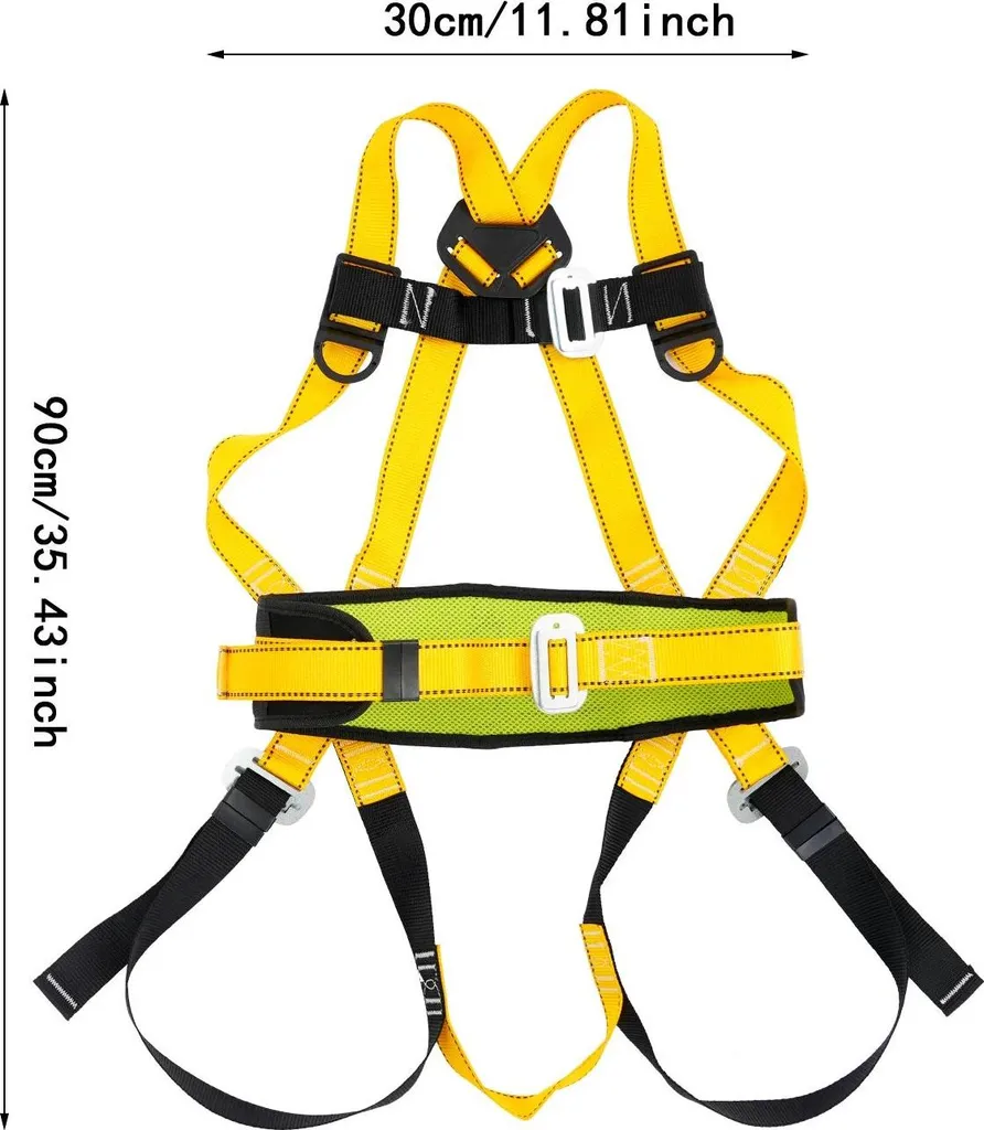Harnais de sécurité complet avec longe 2m en polyester jaune - Sécurisé
