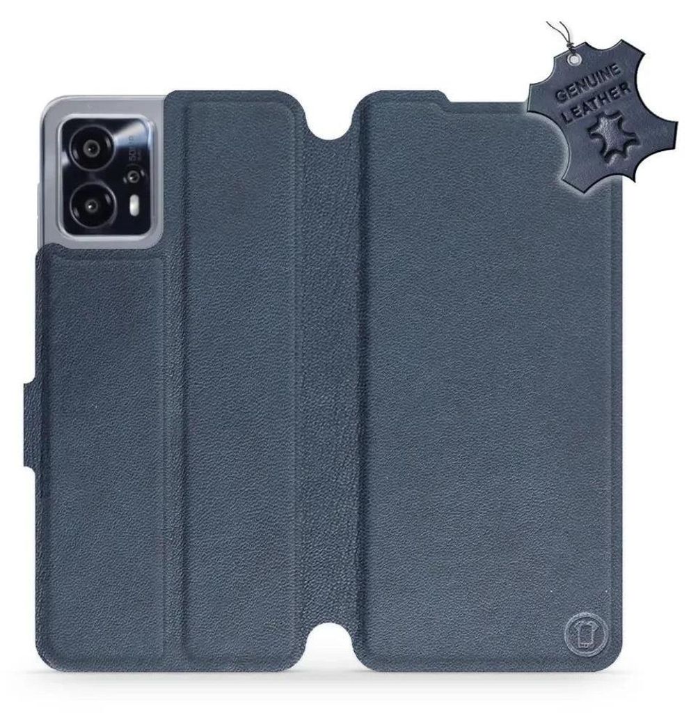 Echtleder Handyhülle für Motorola Moto G13, Mobiwear Leather, Dunkelblau