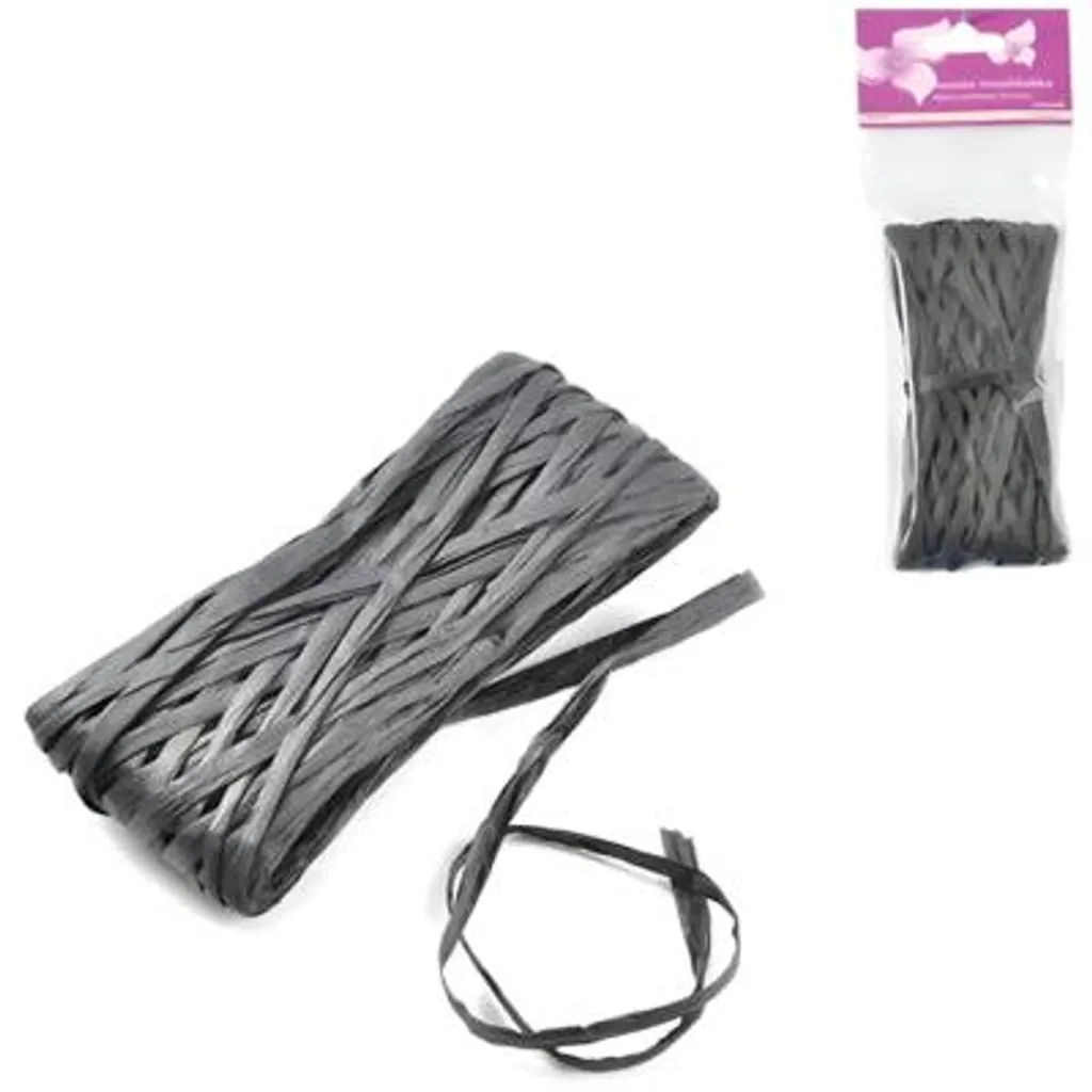 Ruban de raphia noir pour emballage cadeau et art floral - 48 unités