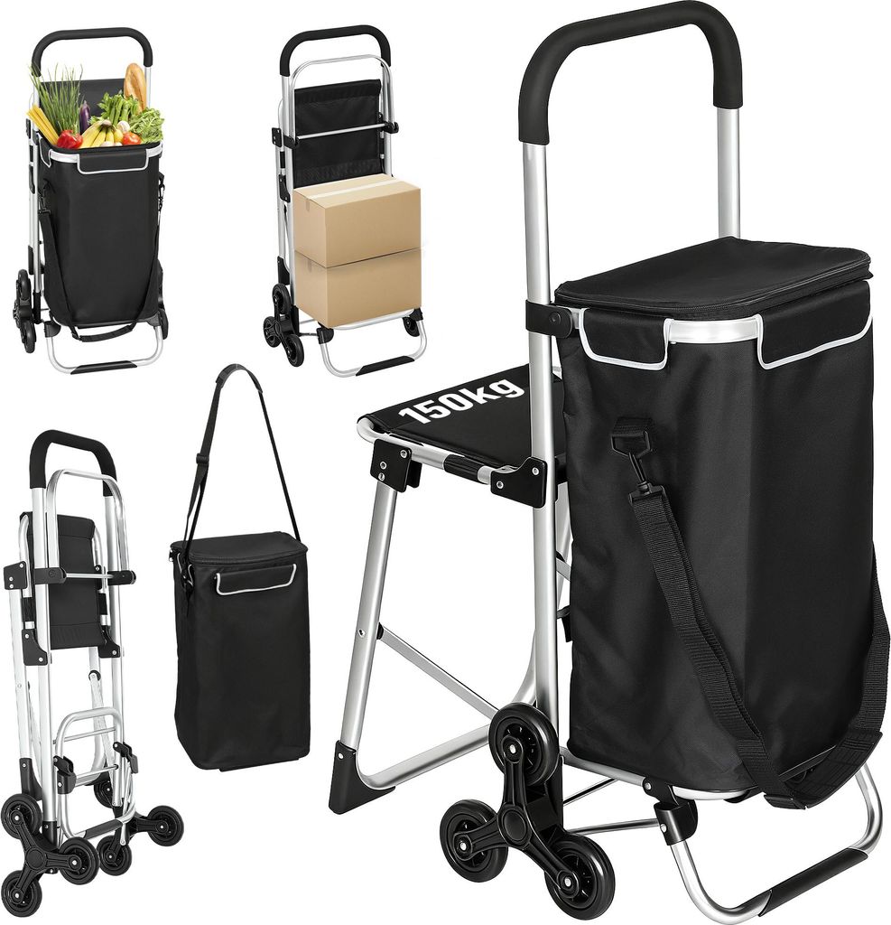 Einkaufstrolley mit Sitz, 3-Rad Treppensteiger, Produktbild 