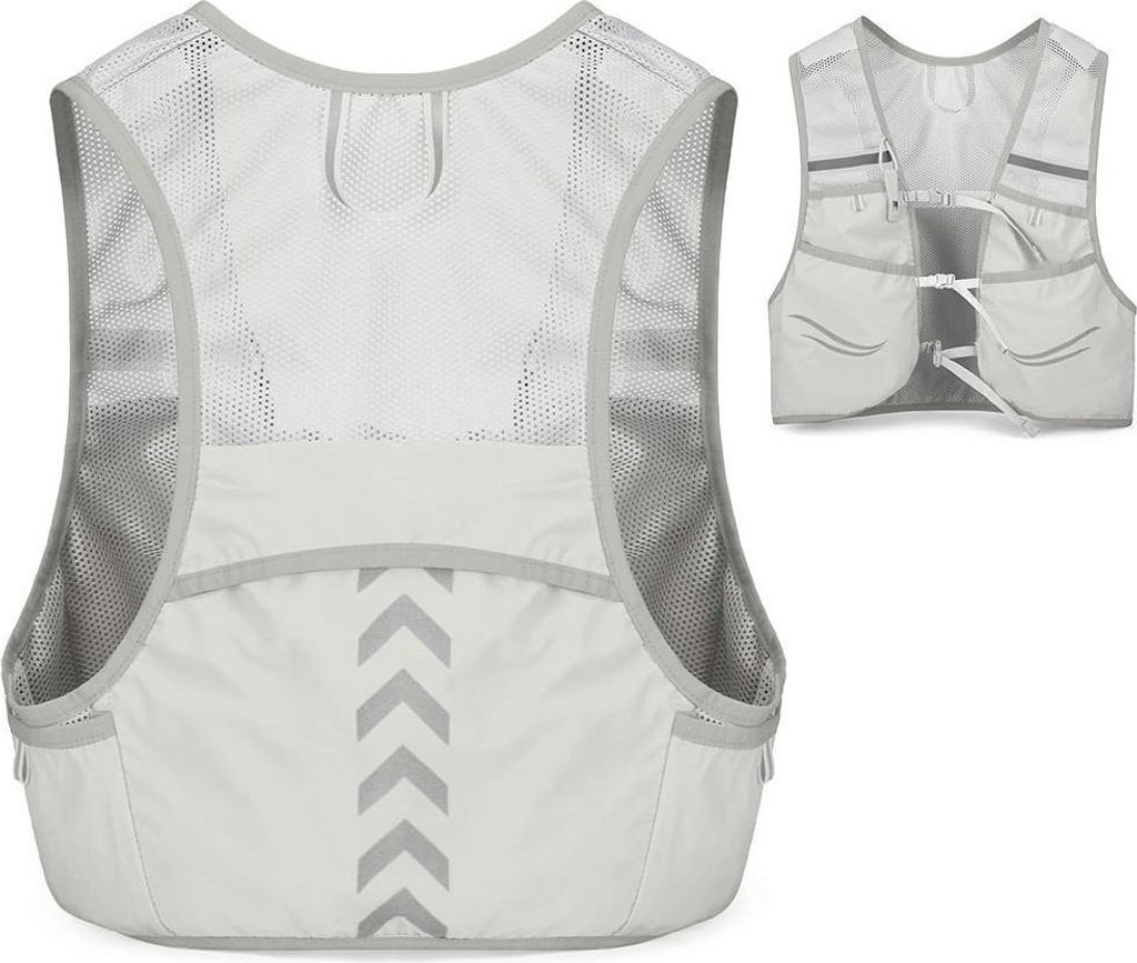 INF Marathon Trail Running Trinkweste Rucksack - Leicht, Reflektierend, Wasserabweisend Grau