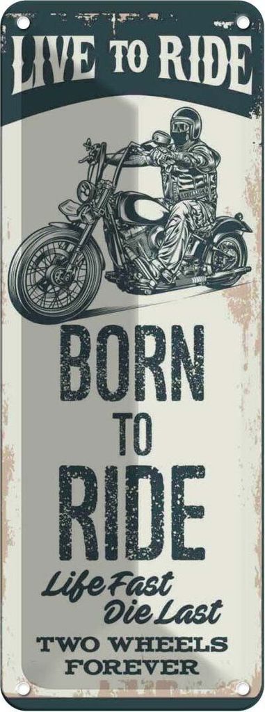 vianmo Blechschild 27x10 cm Biker Motorrad born to ride