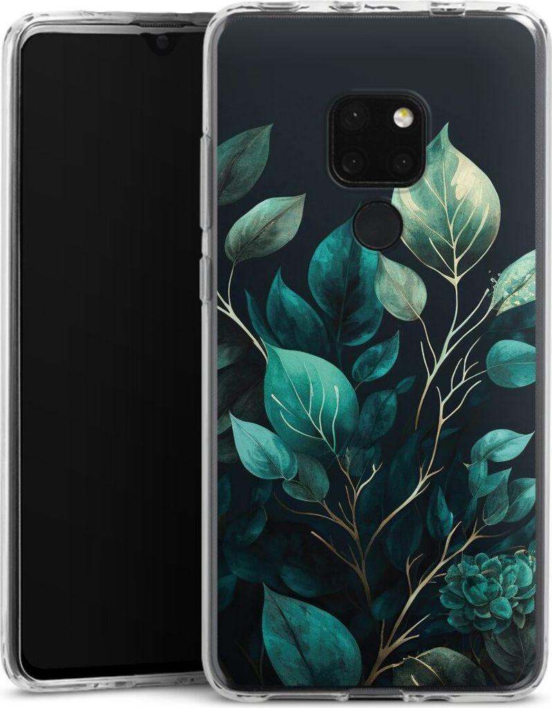 DeinDesign Handyhülle für Huawei Mate 20 Silikon Hülle Case Smartphone Schutzhülle Blätter schwarz Eukalyptus