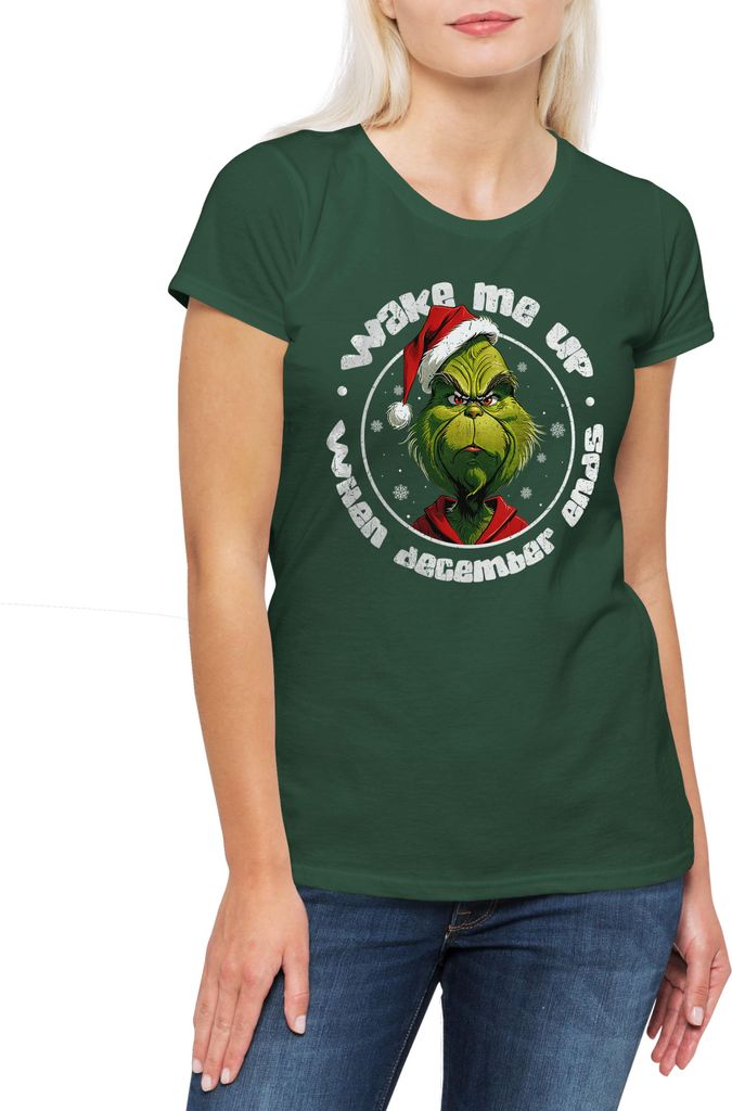 Urban Backwoods Wake Me Up X-Mas, Damen T-Shirt, Farbe: Grün, Größe: 2XL