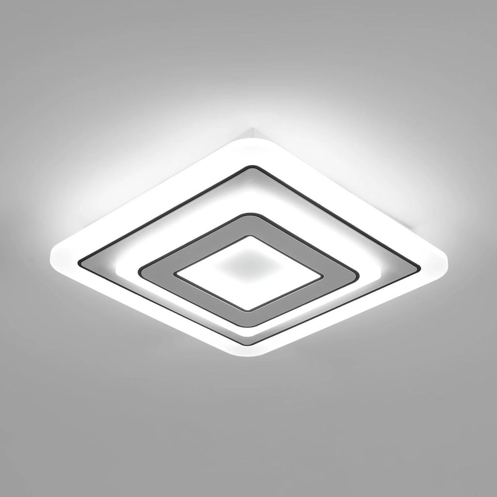 LED Deckenlampe - Quadratisch - 32 W, 6000 K Kaltweiß, CRI 80, Acryl + Metall, Aufputz, Flur - Weiß