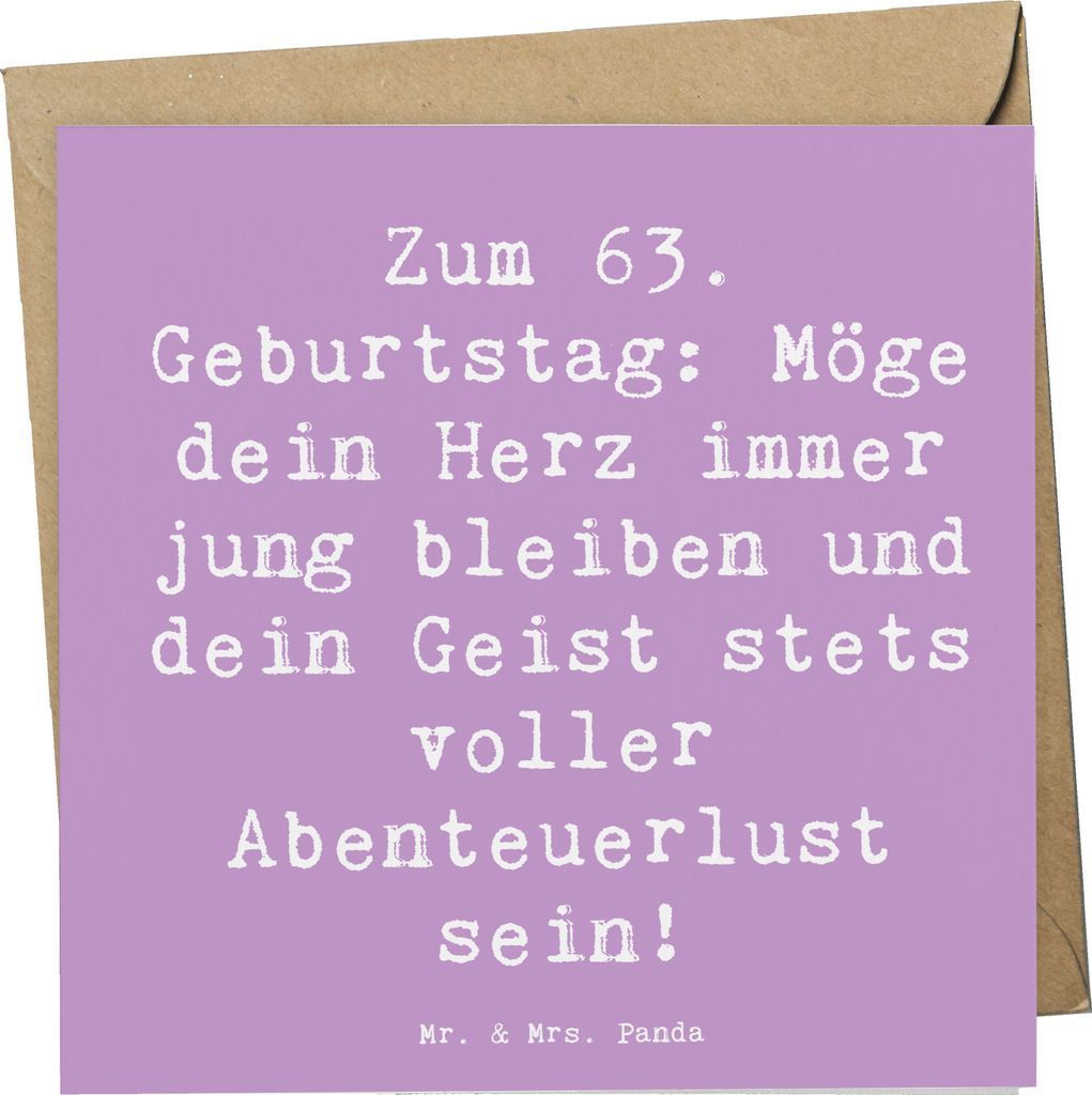 Mr. & Mrs. Panda Grußkarte Spruch 63. Geburtstag Jugendlicher Geist - Lavendeltraum - Geschenk, Lebensreise, Klappkarte, Happy Birthday, inspirier...