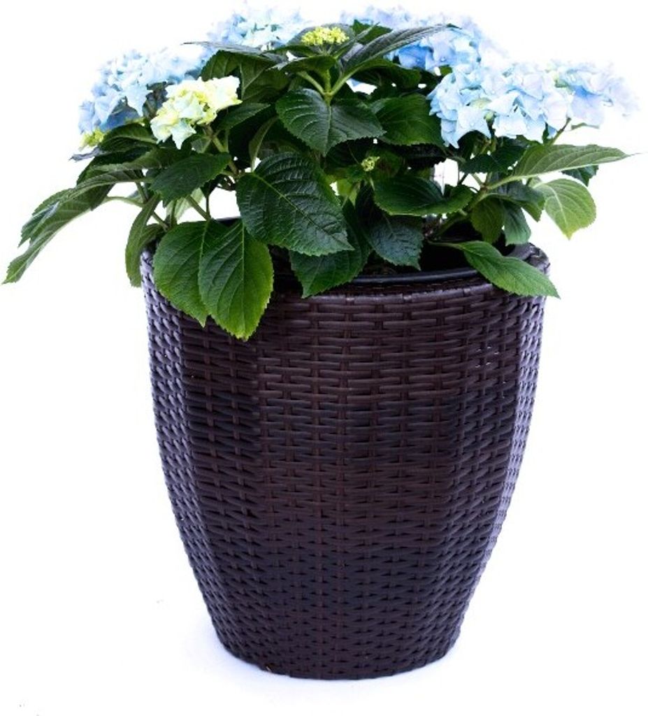 Elegant Einrichten | Pflanzkübel | Polyrattan | rund konisch | D46xH46cm | coffee braun.