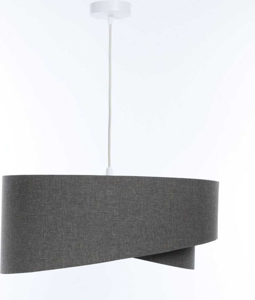 Hängeleuchte Stoff E27 D: 45 cm H: max. 91 cm Weiß Grau rund Modern Hängelampe