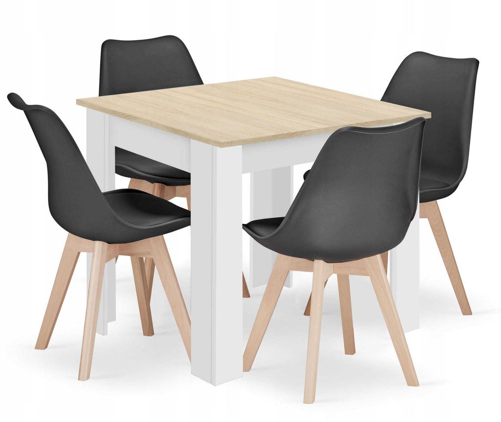 Jídelní set 1 + 4, stůl MADO 80x80 bílý/dub sonoma + židle Obrázek produktu 