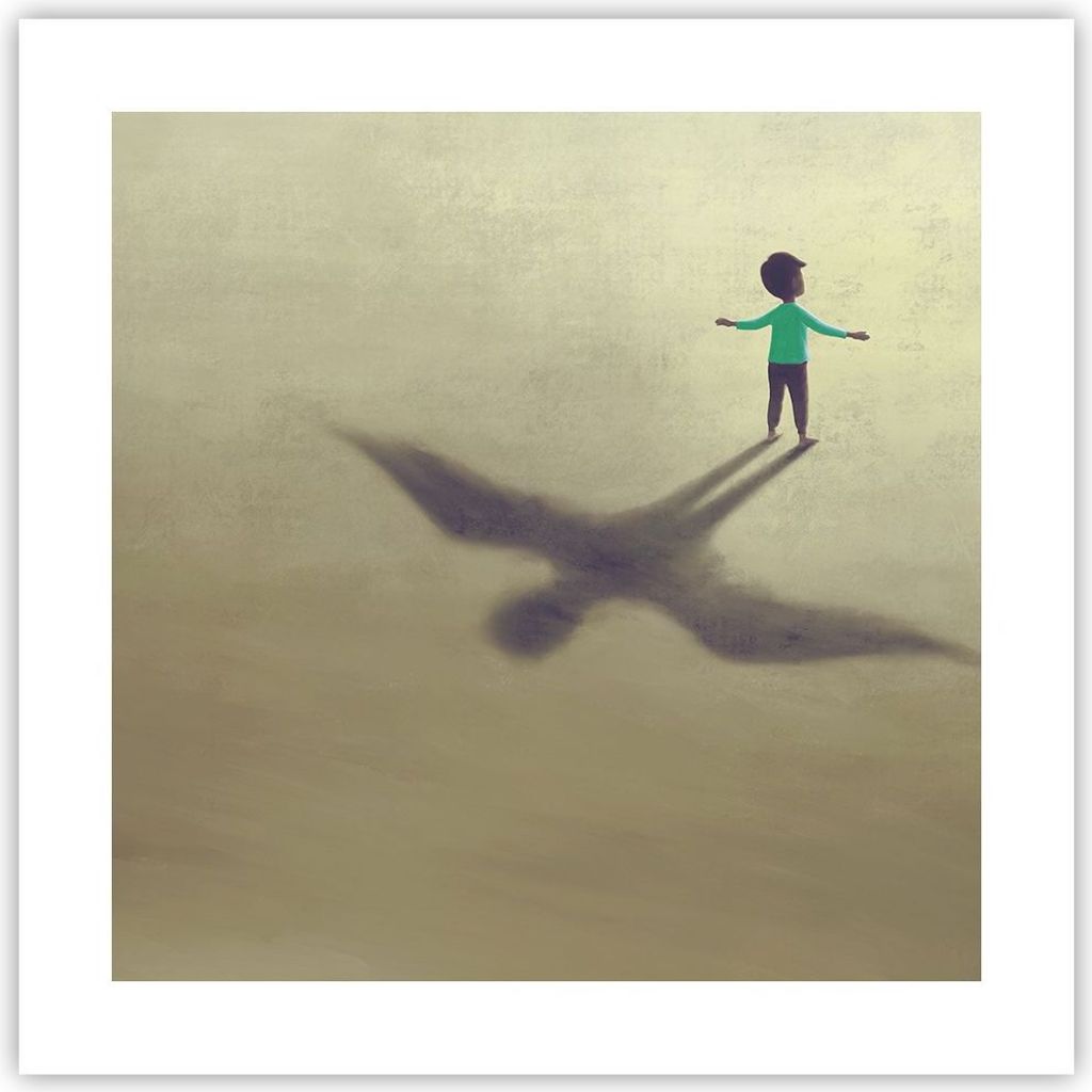 Poster - Poster ohne Rahmen - Kind Symbol Vogel - 40x40 cm - Wand Bild - Wanddeko - Wandbilder - Kunstposter - Wandposter - Bilder - Kunstdruck - W...