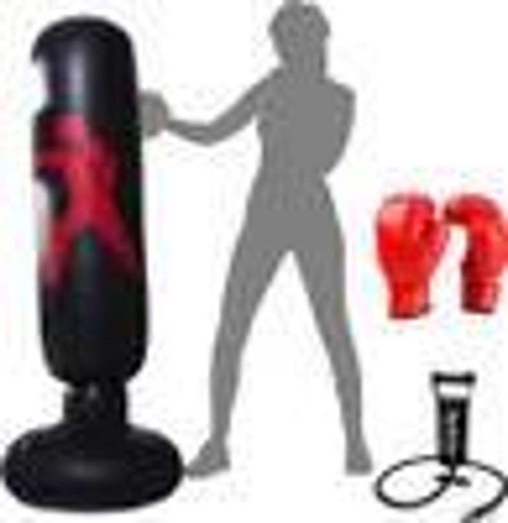 Kinder-Standboxsack 160 cm, aufblasbarer Boxsack/Tumbler für Fitness, Kick- und Kampftraining, inkl. manueller Luftpumpe