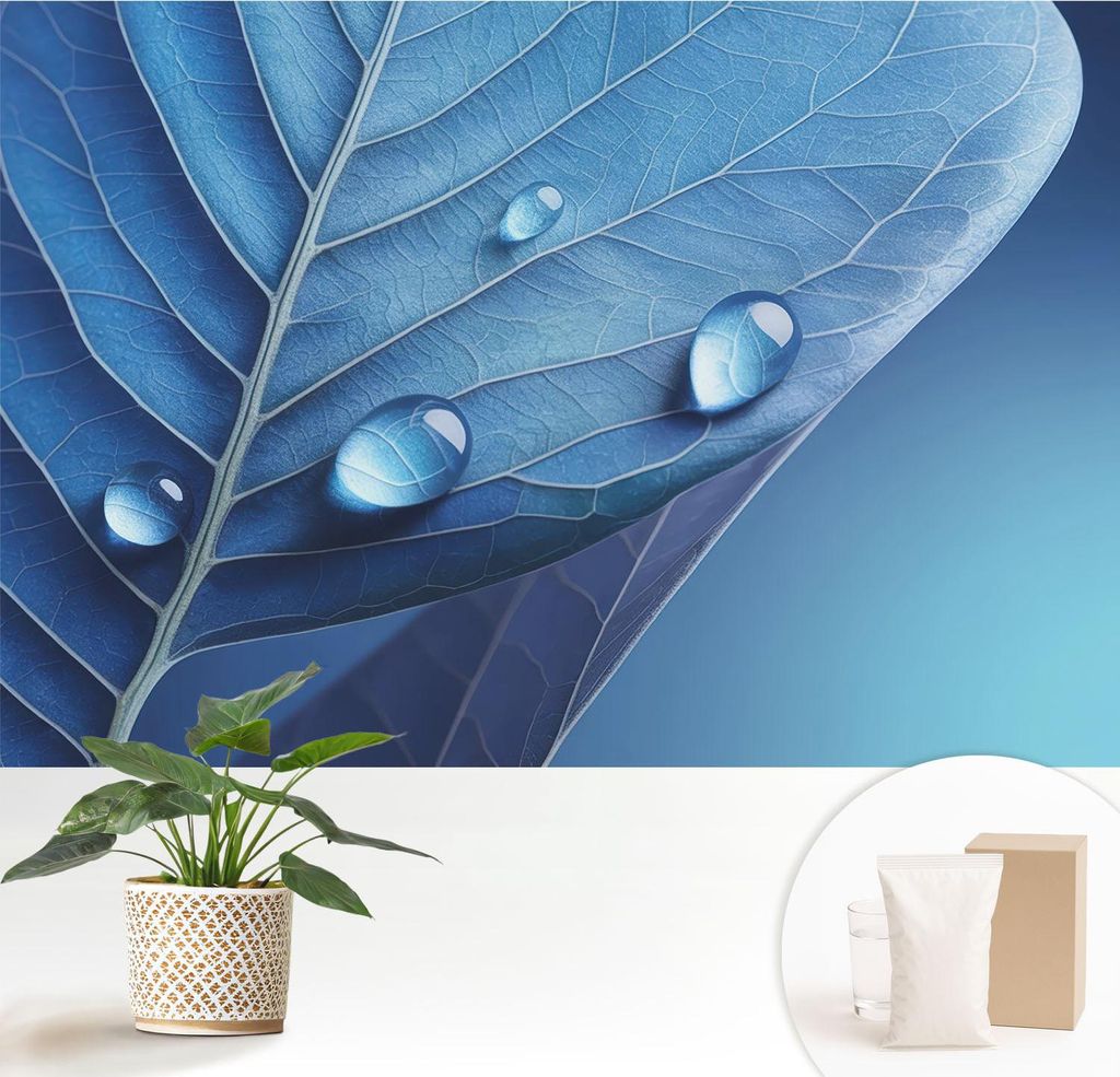 Fototapete - 152x104 cm - Tapete - Wandtapete - Wandbilder - Dekofolie - Tapete Folie - Wand - Dekoration - Wohnzimmer - Blaues Blatt