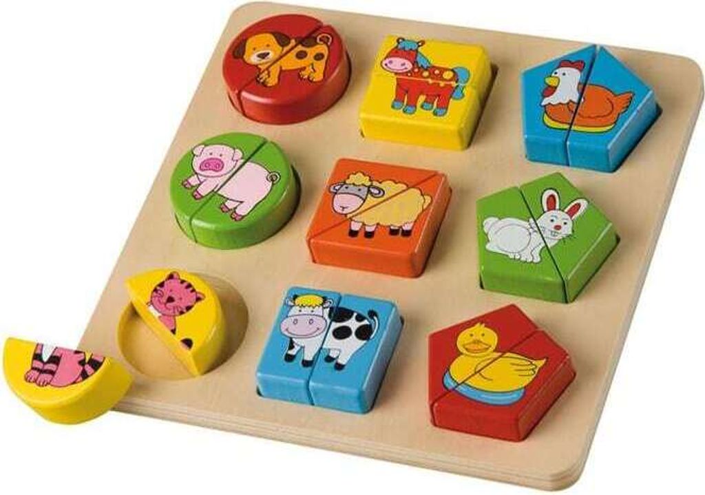 Besttoy - Holz-Puzzle - Bauernhof - geometrische Formen - 18 Teile