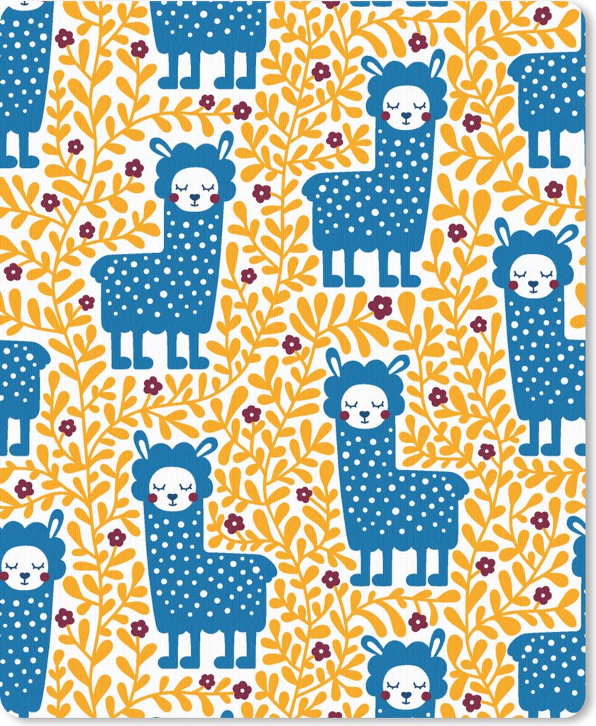 MuchoWow Mauspad Mousepad Mädchen - Lama - Pflanzen - Schnittmuster - Mädchen - Kinder - Mädchen 19x23 cm - Mousepads - Maus Mat - Pad - Mausu...