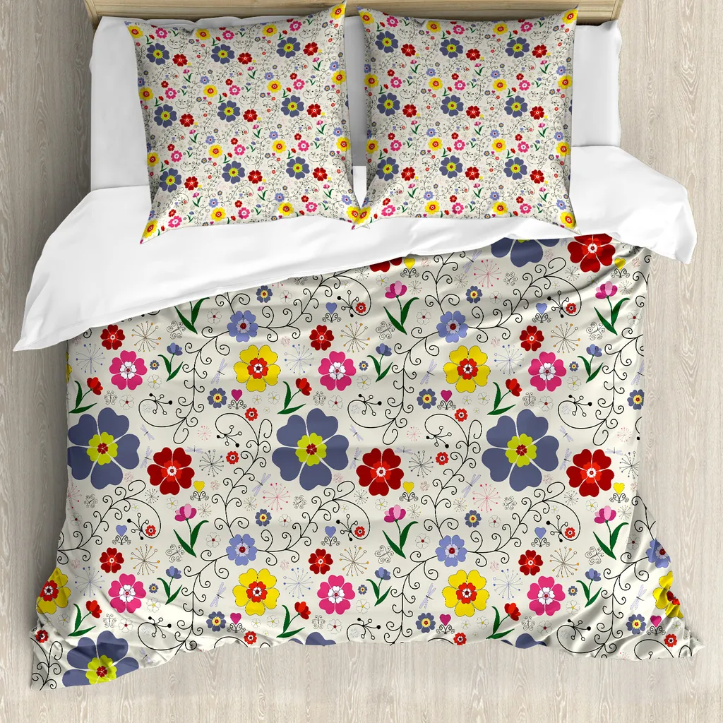 Copripiumino Floreale con Farfalle ABAKUHAUS 155x220 Multicolor