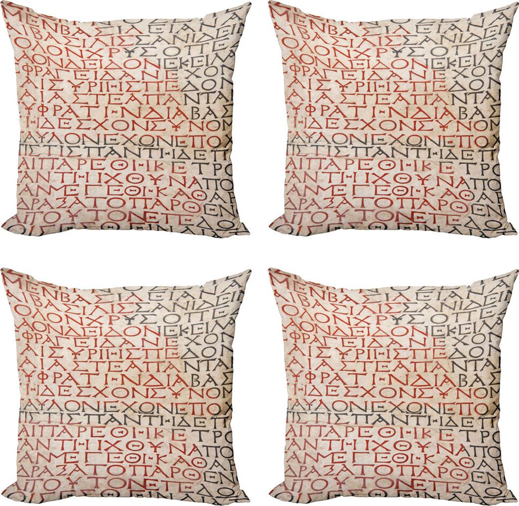 ABAKUHAUS Retro Kissenbezug Set (4 Stück), Altlateinischen Tombstone, Moderner Doppelseitiger Digitaldruck, 60 cm x 60 cm, Peach Dunkel Coral Taupe