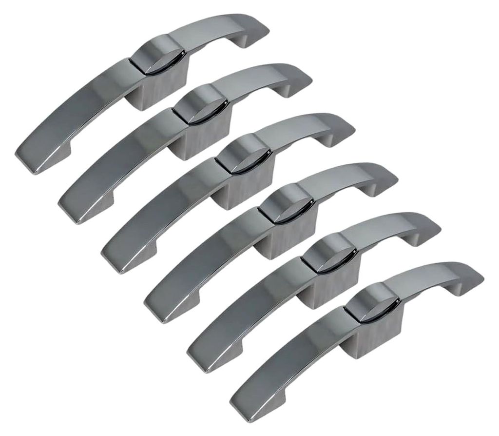 6 x Druckknopf-Verriegelung für Schränke, Chrom, 128 mm, Türknauf, Wohnmobil, Boot, Möbelbeschläge