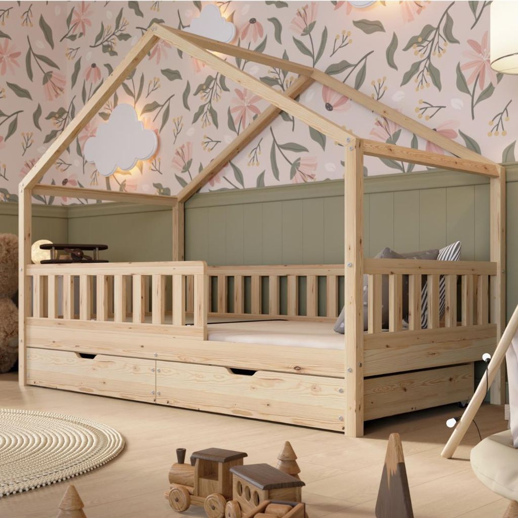 Crazy Pine Letto a Casetta con Cassetto 90x200 cm – Letto Immagine del prodotto 