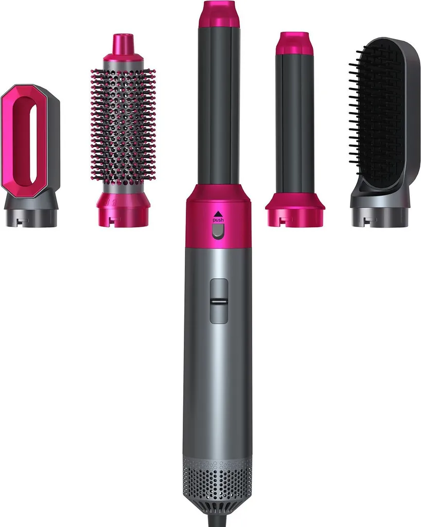Brosse à Air Chaud 5-en-1 Grise : Adieu Frisottis et Cheveux Abîmés