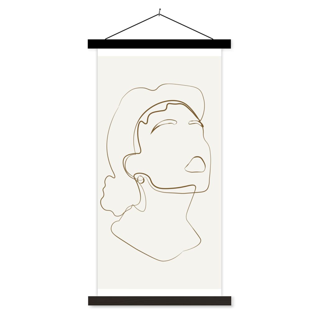 MuchoWow Textilposter Frauen - Linienkunst - Minimalismus 40x80 cm mit schwarzem Rahmen - Wandemalerei