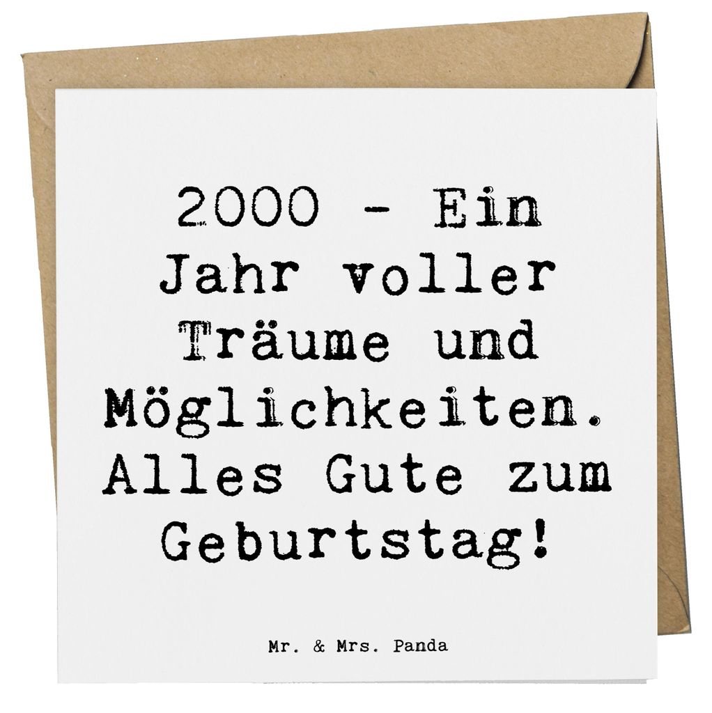 Mr. & Mrs. Panda Klappkarte Spruch 2000 Geburtstagsträume - Weiß - Geschenk, anlasskarte, doppelkarte, Glückwunsch, faltkarte, Geburtstagsgesche...